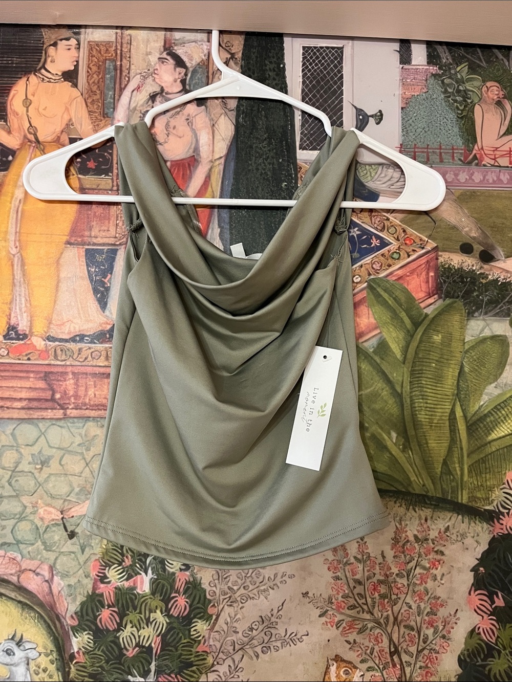 Draped Cowl Neck Camisole - Olive